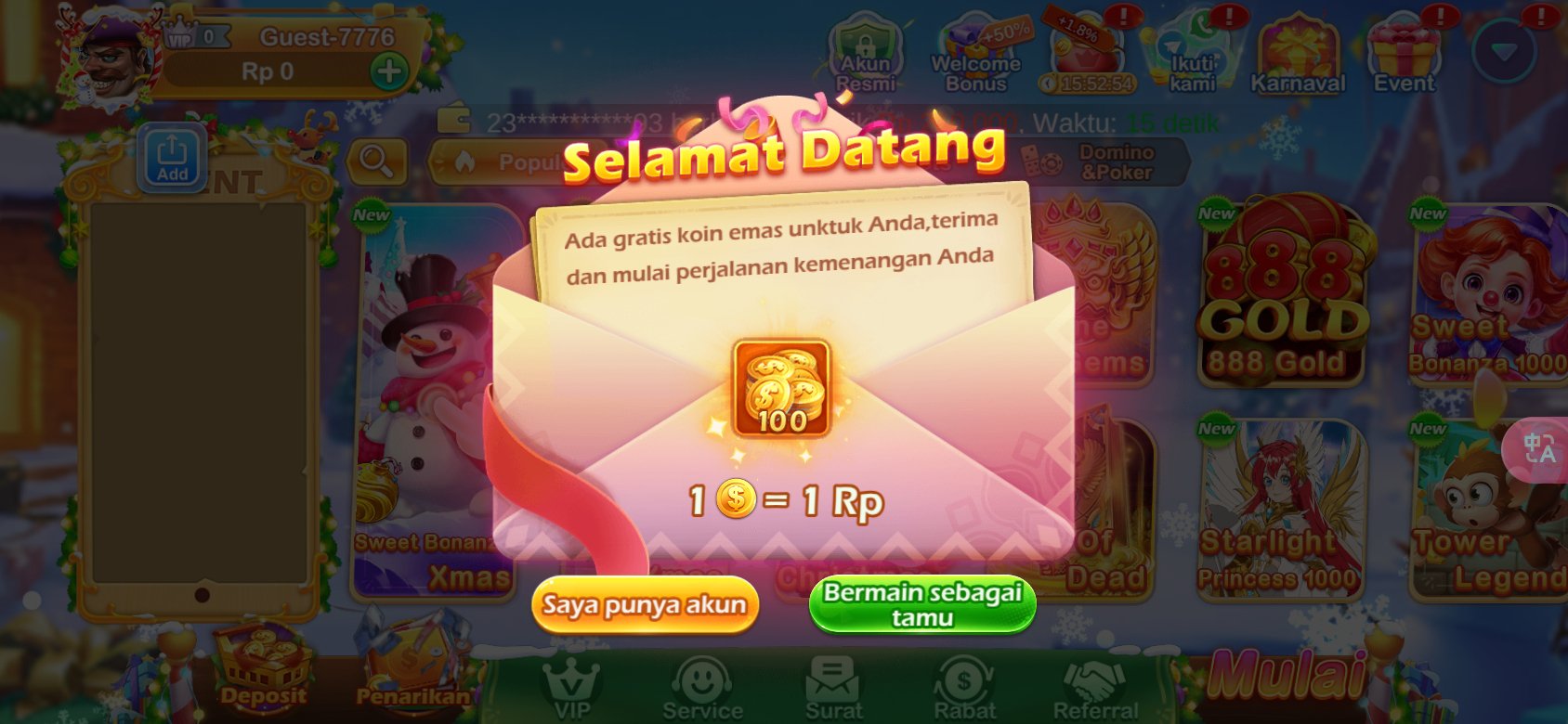 Dapatkan 100 koin emas gratis untuk pengguna baru di Qiuqiu Slot APK.