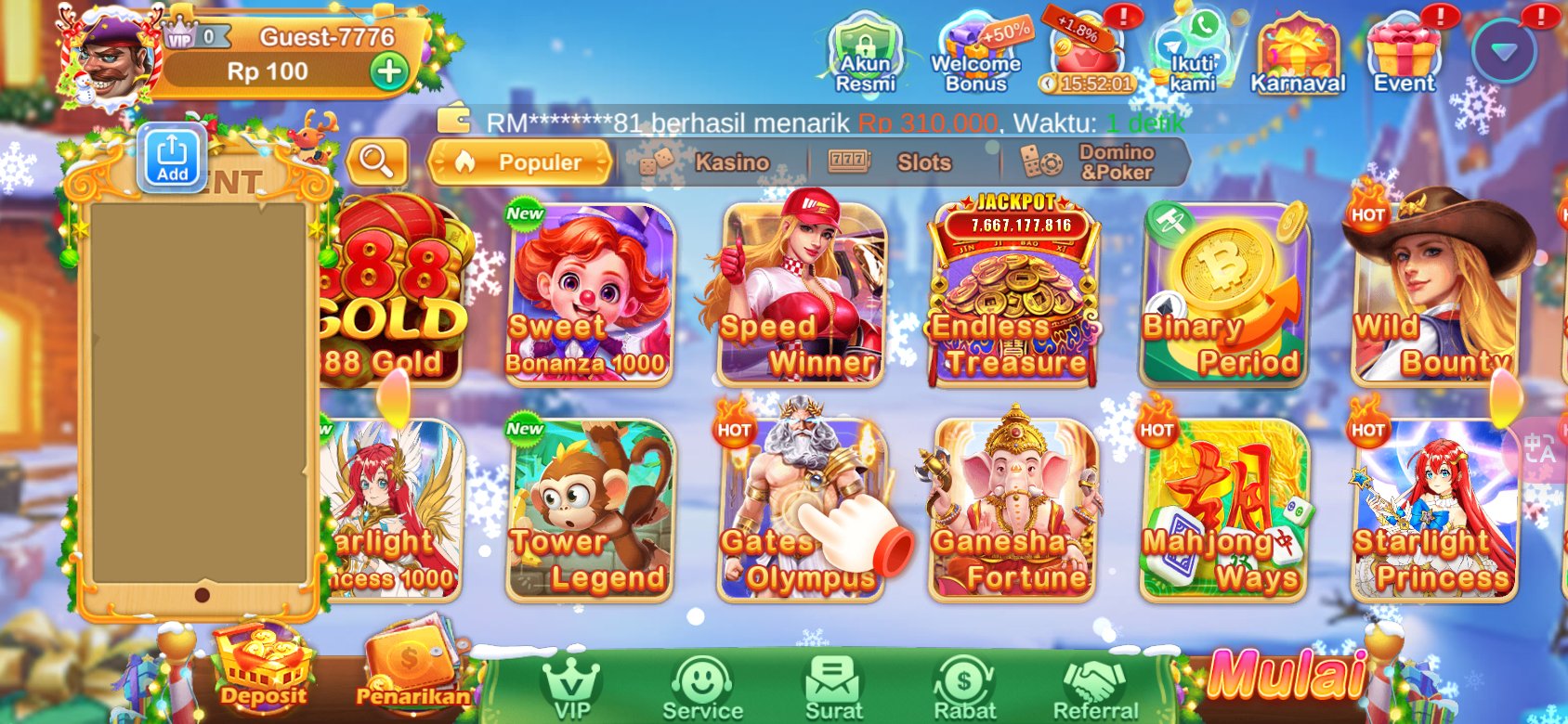 Jackpot besar menunggu Anda di berbagai permainan slot Qiuqiu Slot APK.